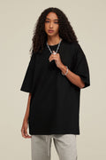 425GSM Women’s Heavyweight Drop-Shoulder T-Shirt Black