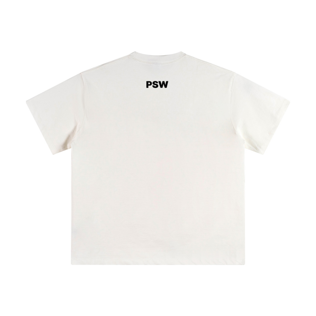 345GSM Women's Heavyweight Double-Yarn High-Crew-Neck T-Shirt White
