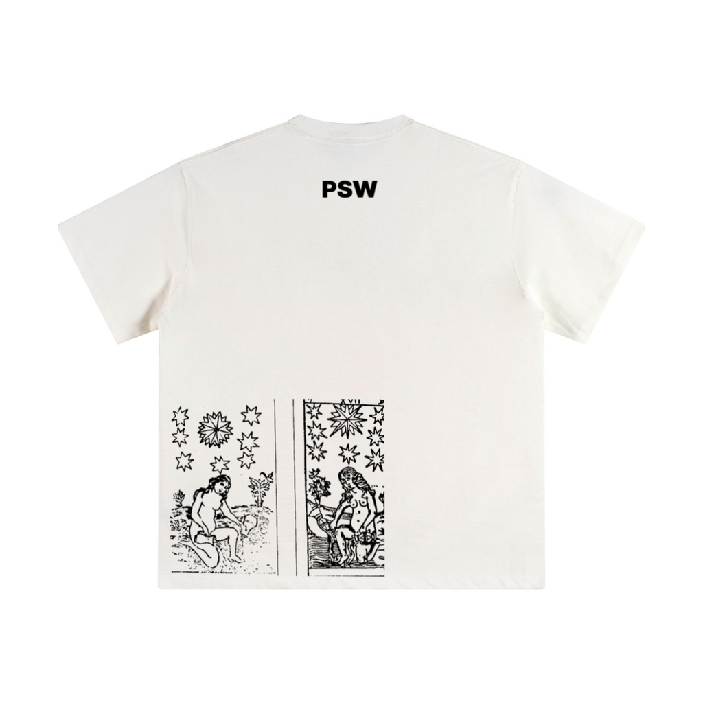 345GSM Women's Heavyweight Double-Yarn High-Crew-Neck T-Shirt White