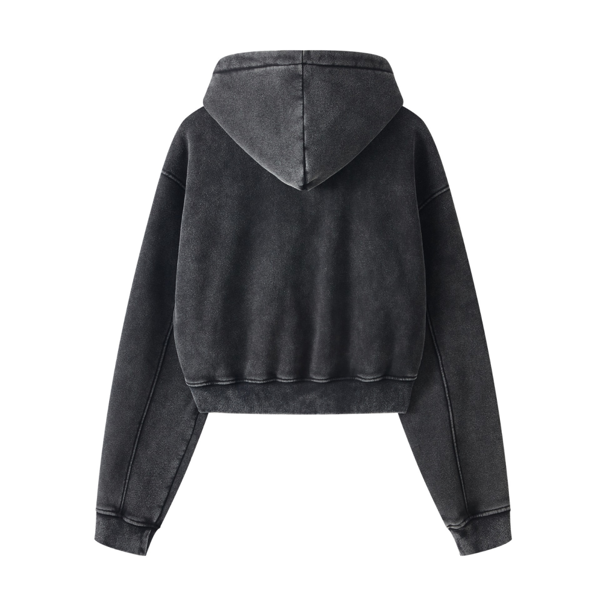 400GSM Women’s Vintage-Wash Cropped Zip-Up Hoodie Snow wash